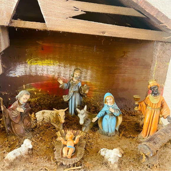 Vintage Italian Nativity Scene Set 10 Figurines Mid-Century - Picture 1 of 15